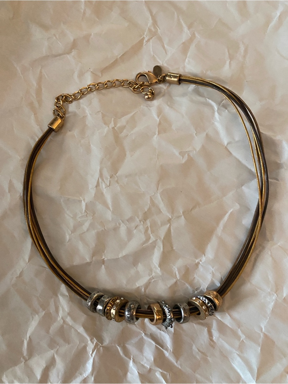 Chico's Three-Tone Layered Necklace in Gold, Silver and Bronze